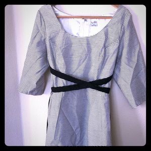 City Chic S/16 shiny black/white stripe dress